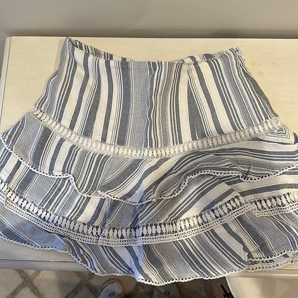 Red carter blue and white striped skirt